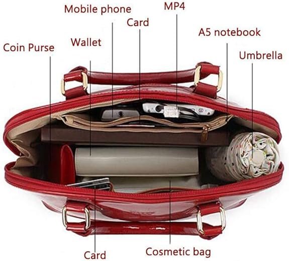 Patent Leather Dome Satchel – Shiny Zip Shoulder Bag - Image 3