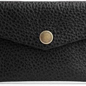 Minimalist Leather Envelope Wallet – Black Pebbled