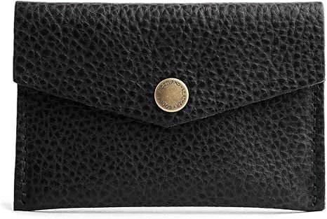 Minimalist Leather Envelope Wallet – Black Pebbled