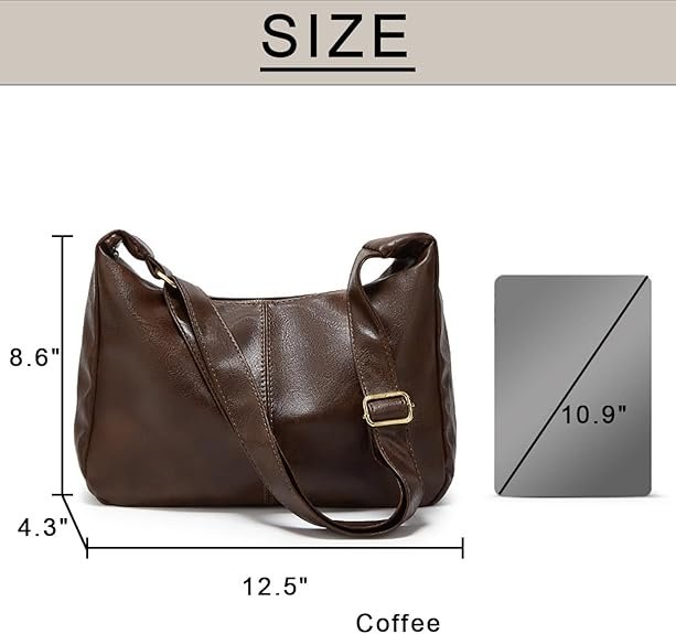 Retro Crescent Shoulder Bag – Small PU Leather Hobo - Image 4