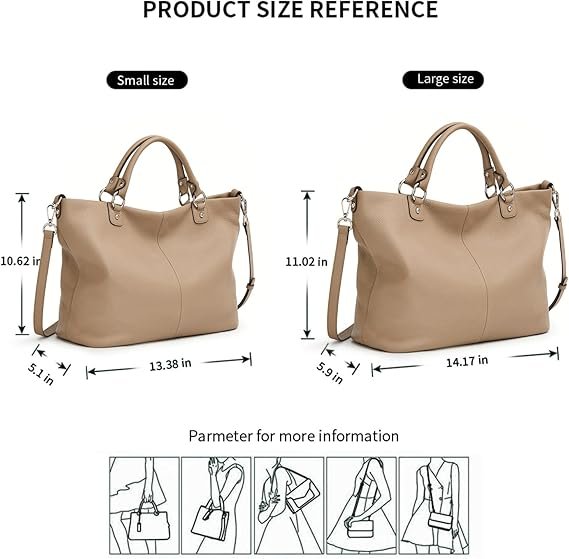 Soft Leather Tote Handbag – Convertible Satchel for Women - Image 4