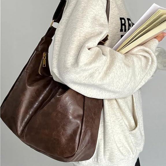 Retro Crescent Shoulder Bag – Small PU Leather Hobo - Image 3