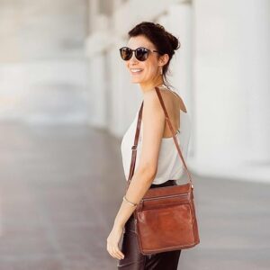 Large Soft Leather Crossbody – Triple Zip Shoulder Bag