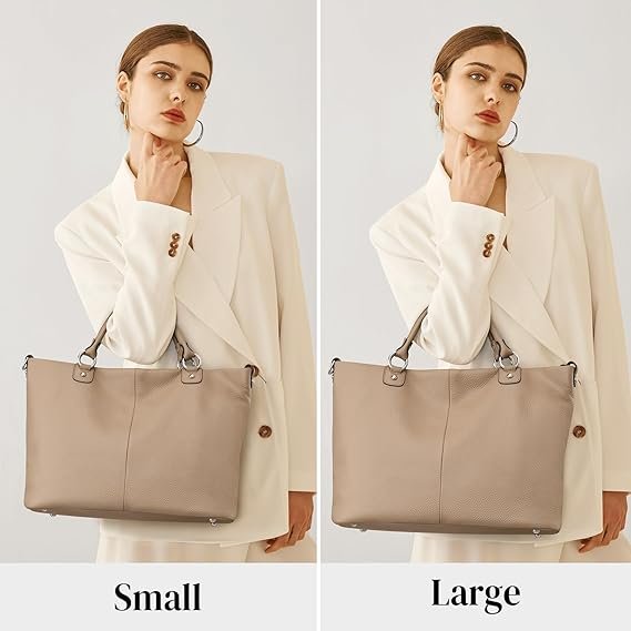 Soft Leather Tote Handbag – Convertible Satchel for Women - Image 3