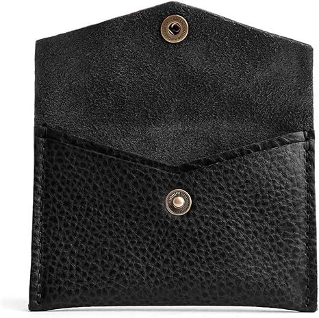 Minimalist Leather Envelope Wallet – Black Pebbled - Image 3