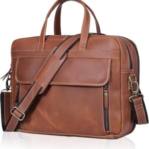 18" Full Grain Leather Briefcase – Fits 17.5" Laptop
