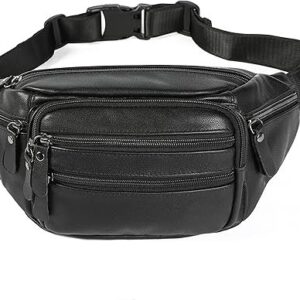 Black Leather Waist Bag – Unisex Fanny Pack